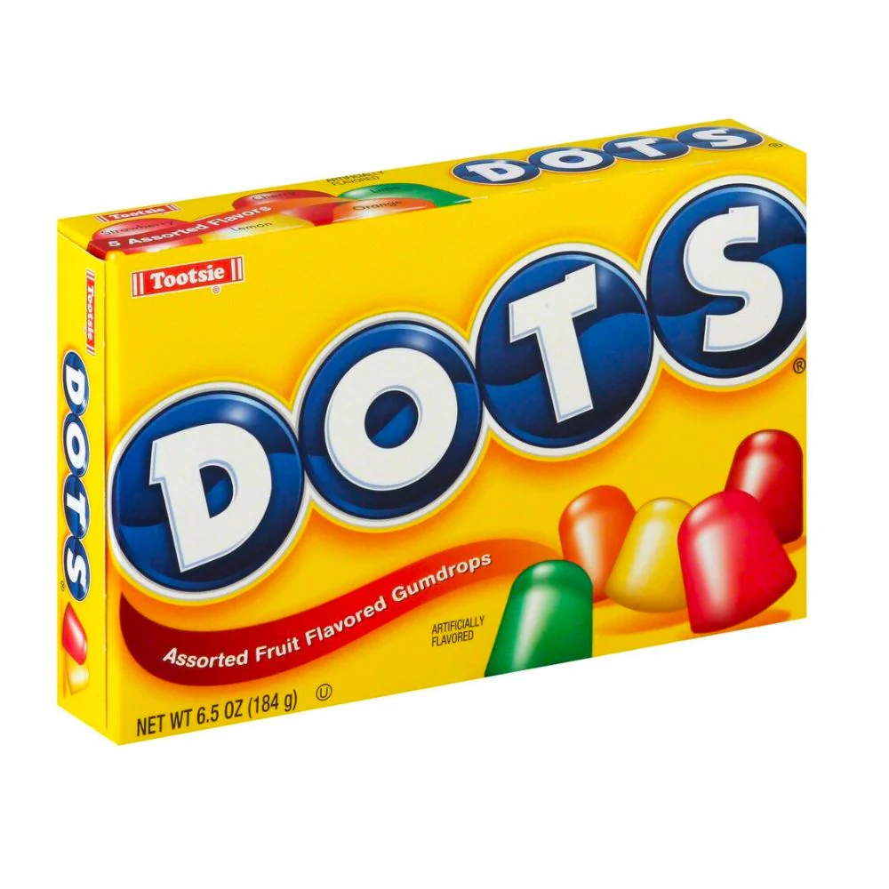 Tootsie Dots Assorted Fruit Flavoured Gumdrops, caramelle al gusto di frutta assortita da 184g