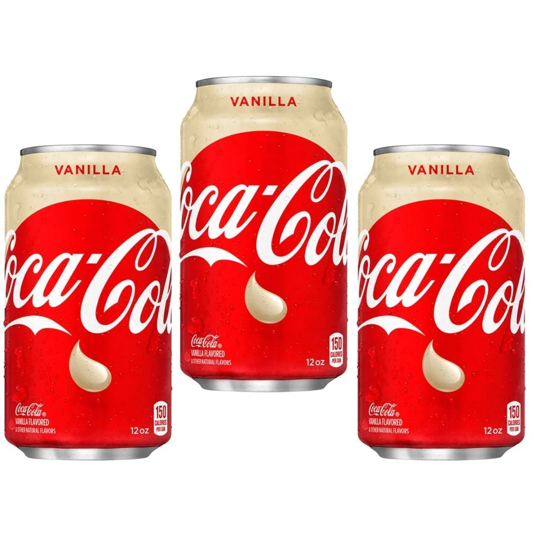 3 Coca-Cola Vanilla, tre lattine di Coca-Cola alla vaniglia da 355 ml