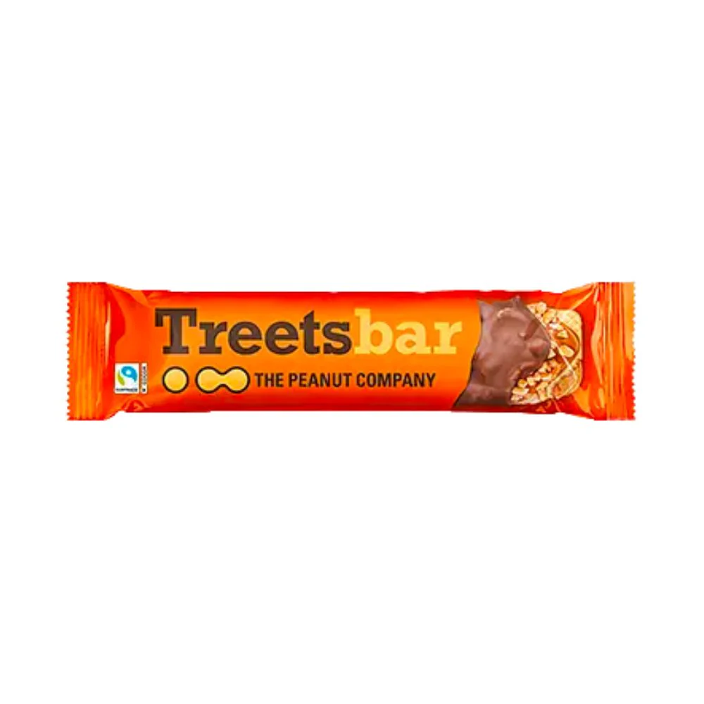 Treets Bar The Peanut Company, barretta di cioccolato ripiena di crema e pezzi di arachidi da 45g