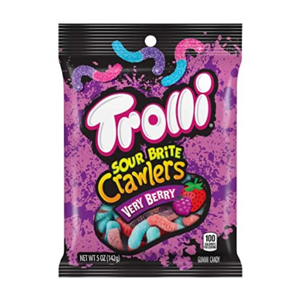 Trolli Sour Brite Crawlers Very Berry, caramelle aspre al gusto di bacche selvatiche da 142g