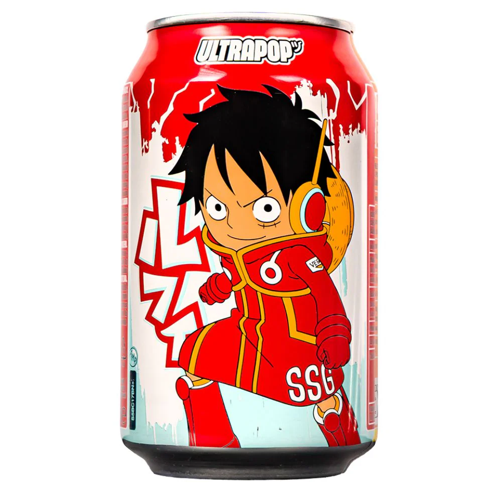 Ultra Pop One Piece Luffy Lemon Strawberry, bevanda gassata al gusto di limone e fragola da 330ml