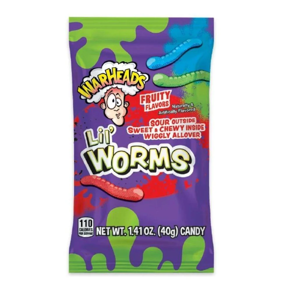 Warheads Lil' Worms, caramelle aspre alla frutta da 40g