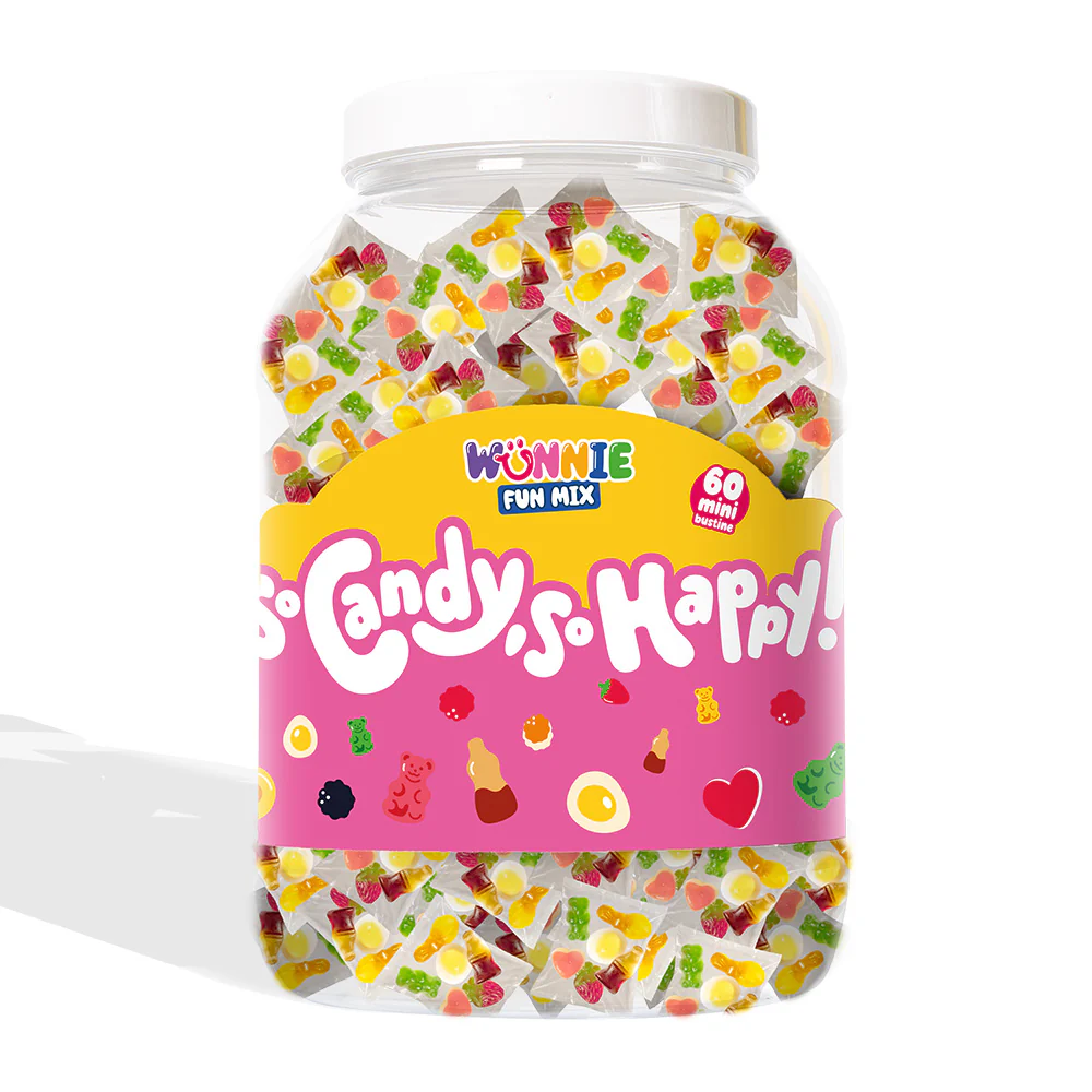 Wunnie Fun Mix, barattolo con bustine monoporzione di caramelle gommose in gusti assortiti (30 o 60 pz) - Image 5