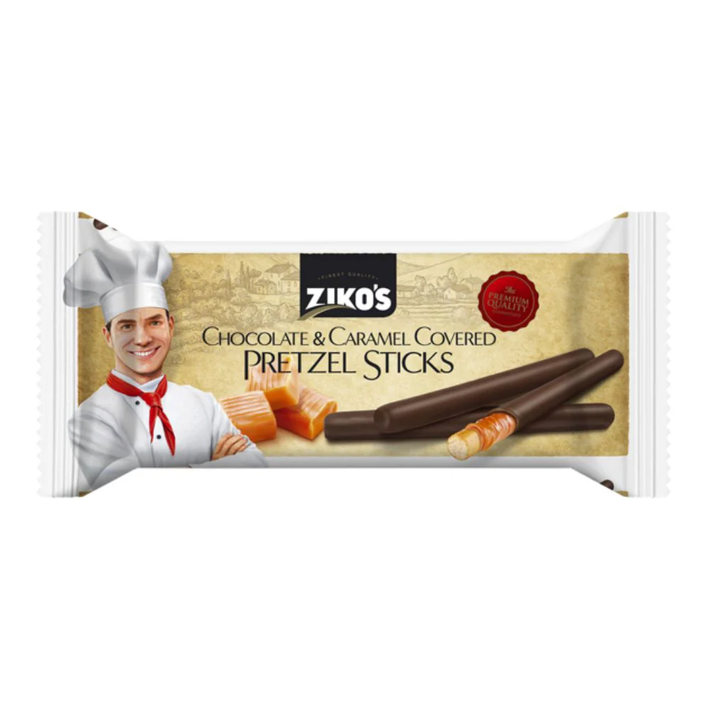 Ziko's Choco Caramel Pretzel Sticks, pretzel ricoperti di caramello e cioccolato da 105g